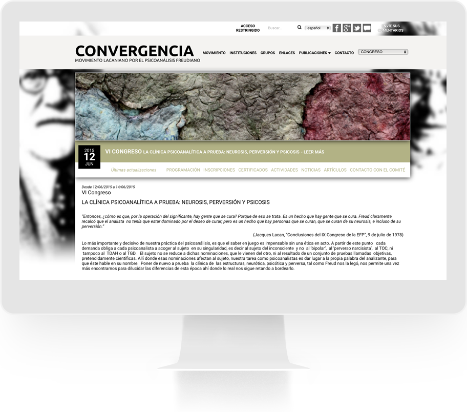 Custom Website Event Congresso Internacional - Convergencia Freud Lacan - Spain Argentina France Brazil - i94.Co™