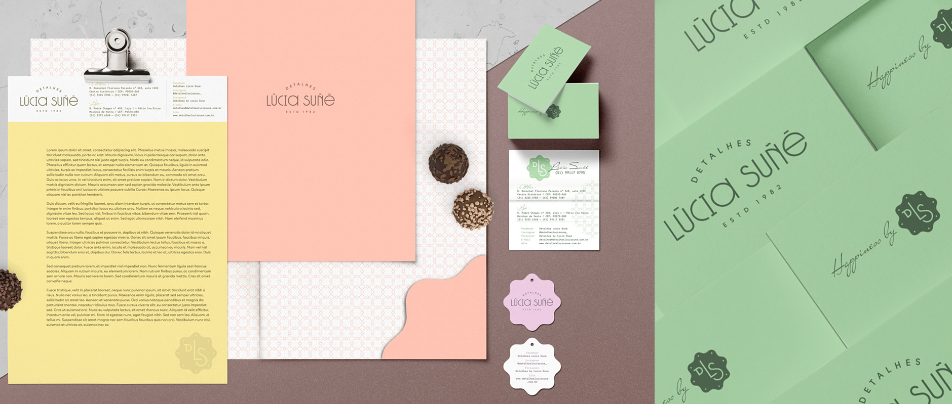 Branding Graphic Design Detalhes Lúcia Suñé Candy Pastry Luxury - i94.Co™